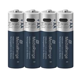 MediaRange nabíjecí USB-C Li-Ion baterie Mignon AA, 1,5V, 1400 mAh, 4ks