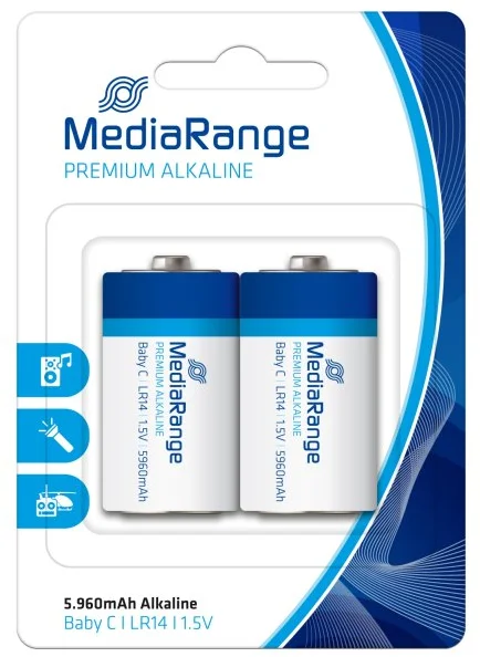 MediaRange Premium Alkalické batérie Baby C 1,5V blister 2ks/balenie