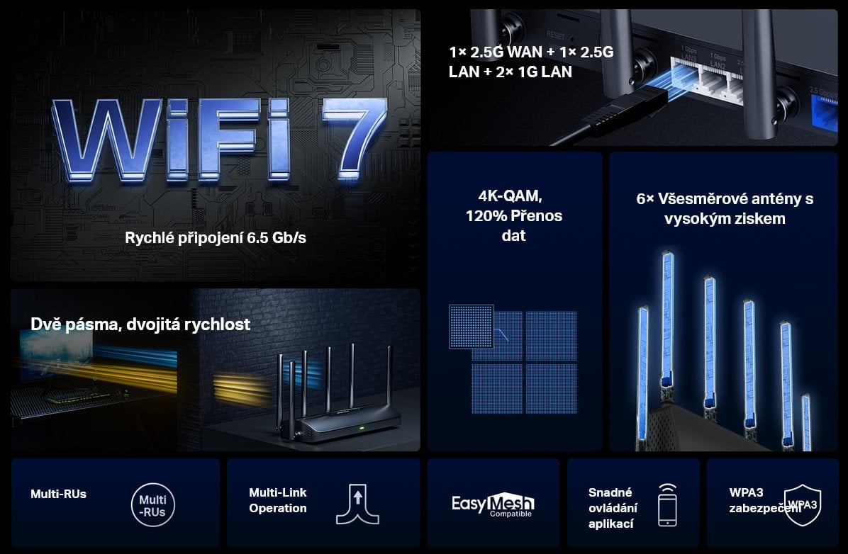 MERCUSYS MR37BE Dvojpásmový Wi-Fi 7 router