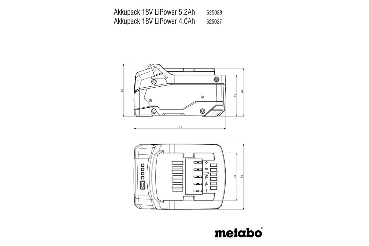 Metabo Akumulátor 18 V, 5,2 Ah, Li-Power (625028000)