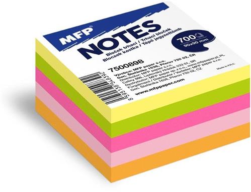MFP Tear-off pad 90x90mm 700 listov mix 5 farieb neónová