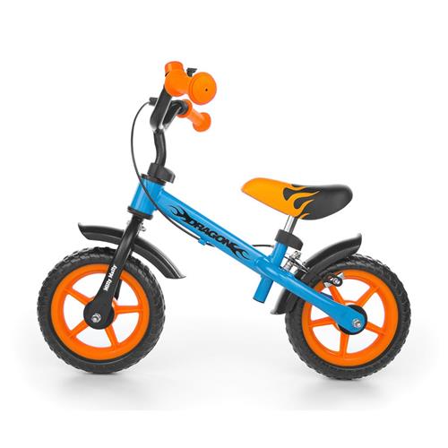 Milly Mally Dětské odrážedlo kolo Dragon s brzdou orange-blue