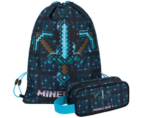 MINECRAFT SET 2 Modrá sekera a meč: peračník, taška
