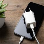 Mini sieťová nabíjačka FIXED s výstupom USB-C a podporou PD, 25 W, biela