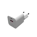 Mini sieťová nabíjačka FIXED s výstupom USB-C a USB, podpora PD a QC 3.0, 20 W, biela