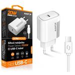Múdra sieťová nabíjačka ALIGATOR Power Delivery 20W, USB-C/USB-C kábel CHPD0003