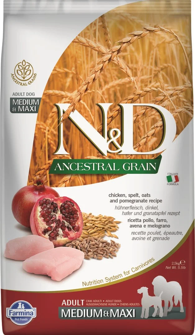 N&D LG DOG Adult M/L Chicken & Pomegranate 2,5kg granule pre psy