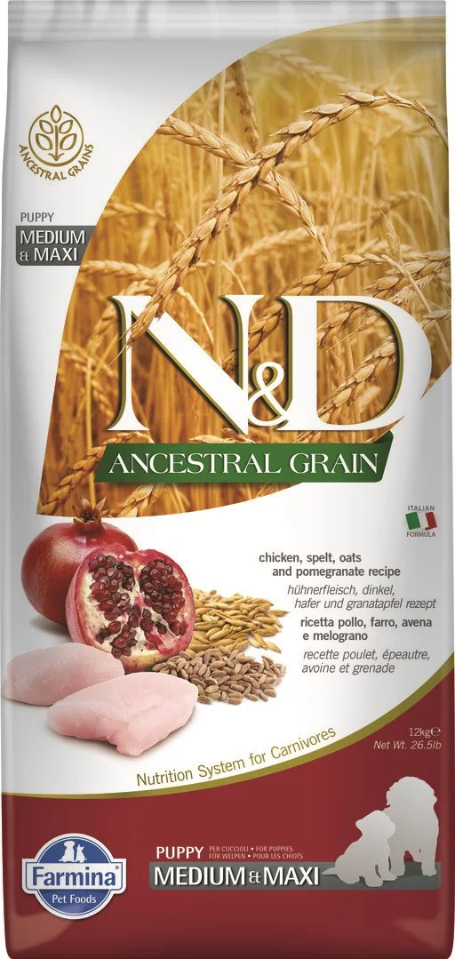 N&D LG DOG Puppy M/L Chicken & Pomegranate 12kg granule pro štěňata