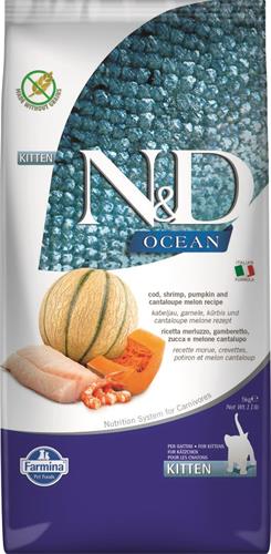 N&D OCEAN CAT Kitten Cod & Shrimp & Pumpkin & Melon 5kg granule pro koťata