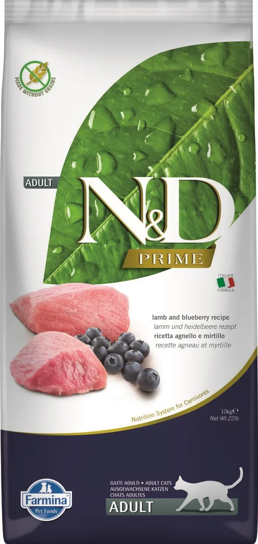 N&D PRIME CAT Adult Lamb & Blueberry 10kg granule pre mačky