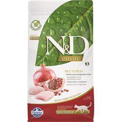 N&D PRIME CAT Neutered Chicken & Pomegranate 1,5kg granule pro kastrované kočky