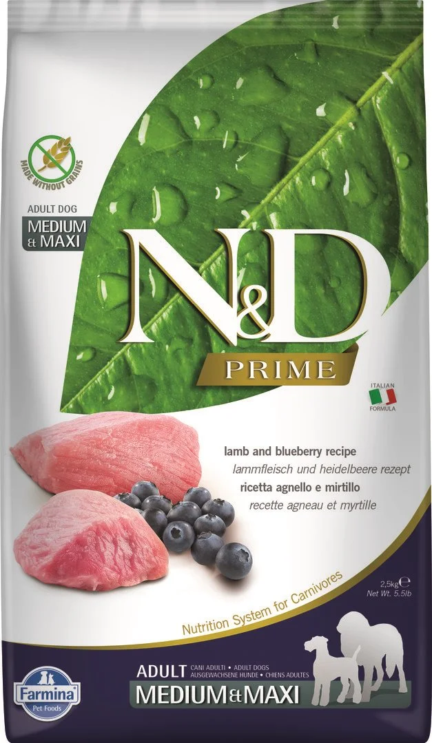 N&D PRIME DOG Adult M/L Lamb & Blueberry 2,5kg granule pre psov