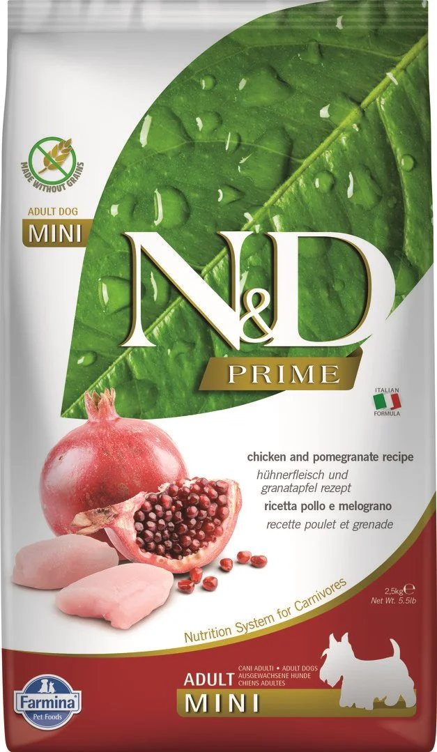 N&D PRIME DOG Adult Mini Chicken & Pomegranat 2,5kg granule pro psy