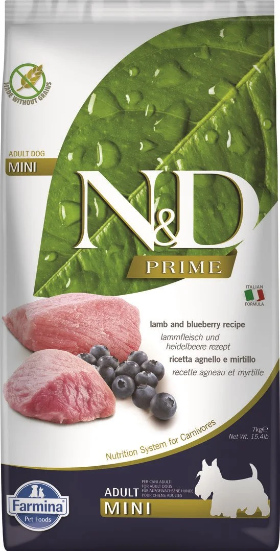 N&D PRIME DOG Adult Mini Lamb & Blueberry 7kg granule pre psov