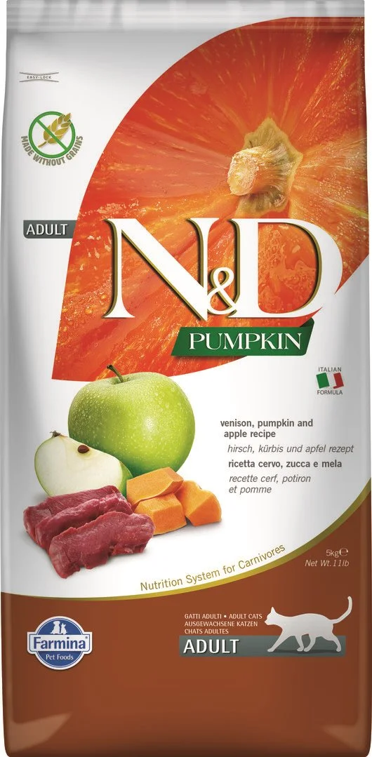 N&D PUMPKIN CAT Venison & Apple 5kg granule pro kočky