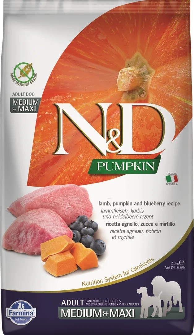 N&D PUMPKIN DOG Adult M/L Lamb & Blueberry 2,5kg granule pre psy