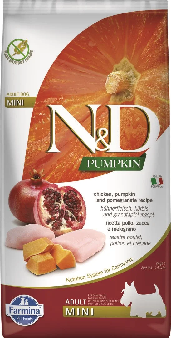 N&D PUMPKIN DOG Adult Mini Chicken & Pomegranate 7kg granule pro psy
