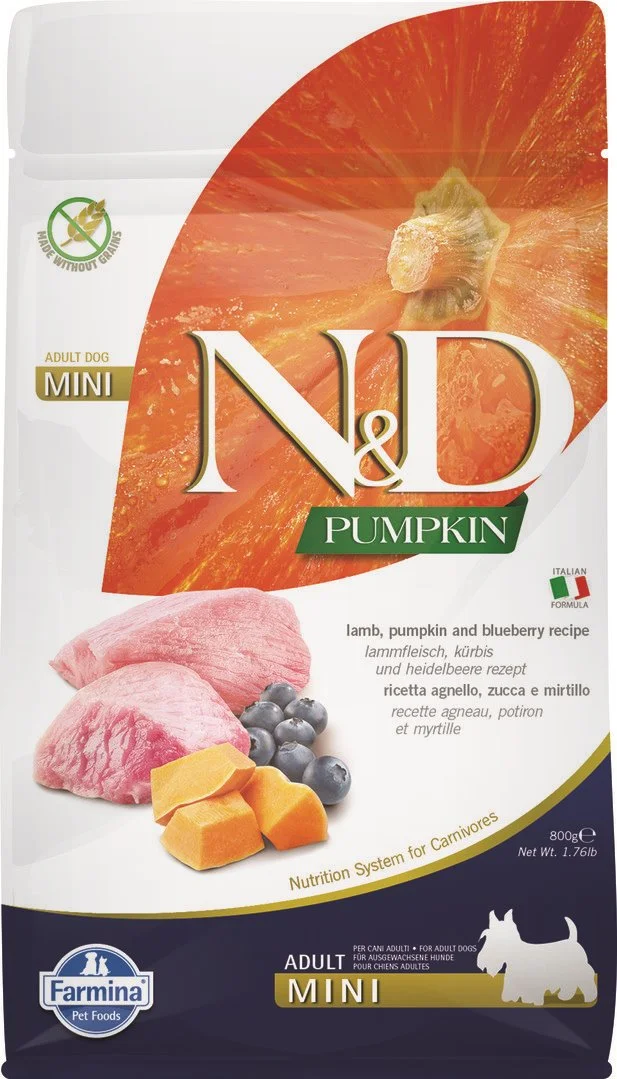 N&D PUMPKIN DOG Adult Mini Lamb & Blueberry 800g granule pro psy