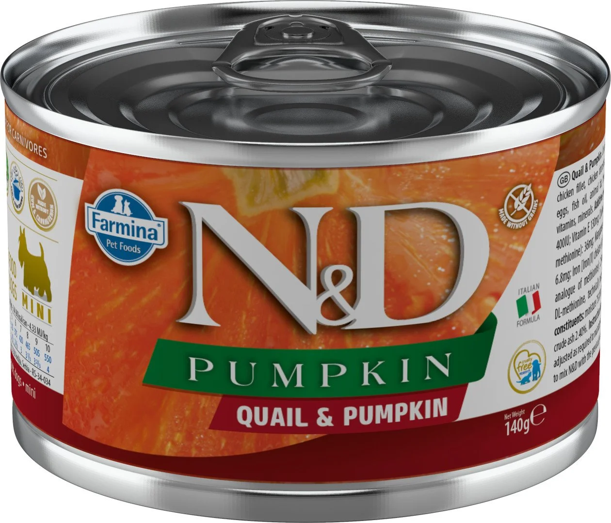 N&D PUMPKIN DOG Adult Quail & Pumpkin Mini 140g konzerva pro psy
