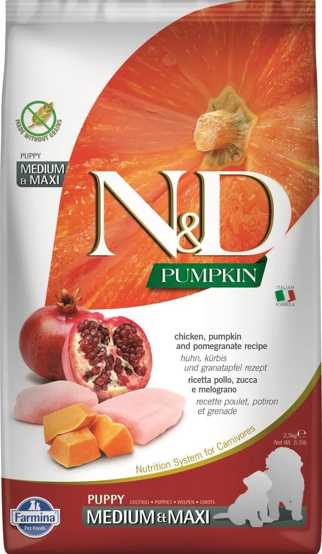 N&D PUMPKIN DOG Puppy M/L Chicken & Pomegranate 2,5kg granule pre šteňatá