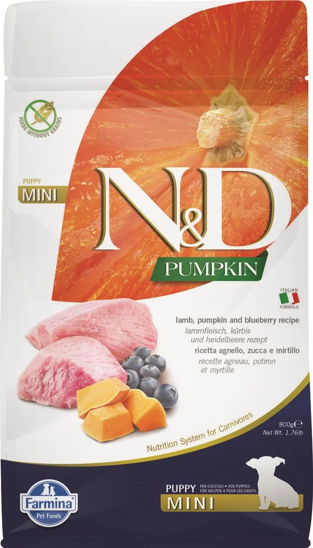 N&D PUMPKIN DOG Puppy Mini Lamb & Blueberry 800g granule pre šteňatá