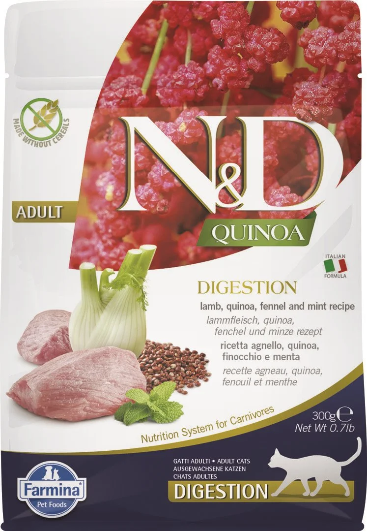 N&D QUINOA CAT Digestion Lamb & Fennel 300g granule pre mačky