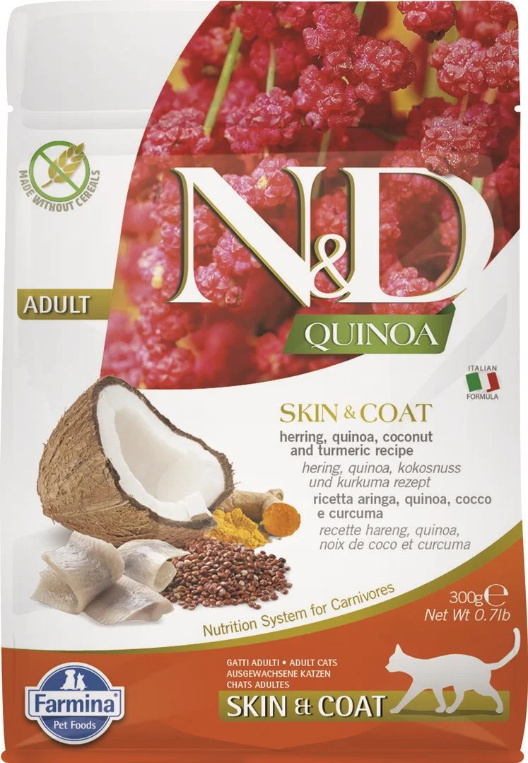 N&D QUINOA CAT Skin & Coat Herring & Coconut 300g granule pro kočky