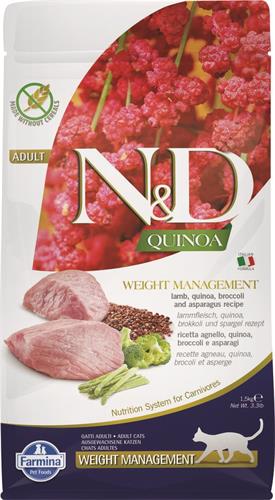 N&D QUINOA CAT Weight Management Lamb & Broccoli 1,5kg granule pre mačky