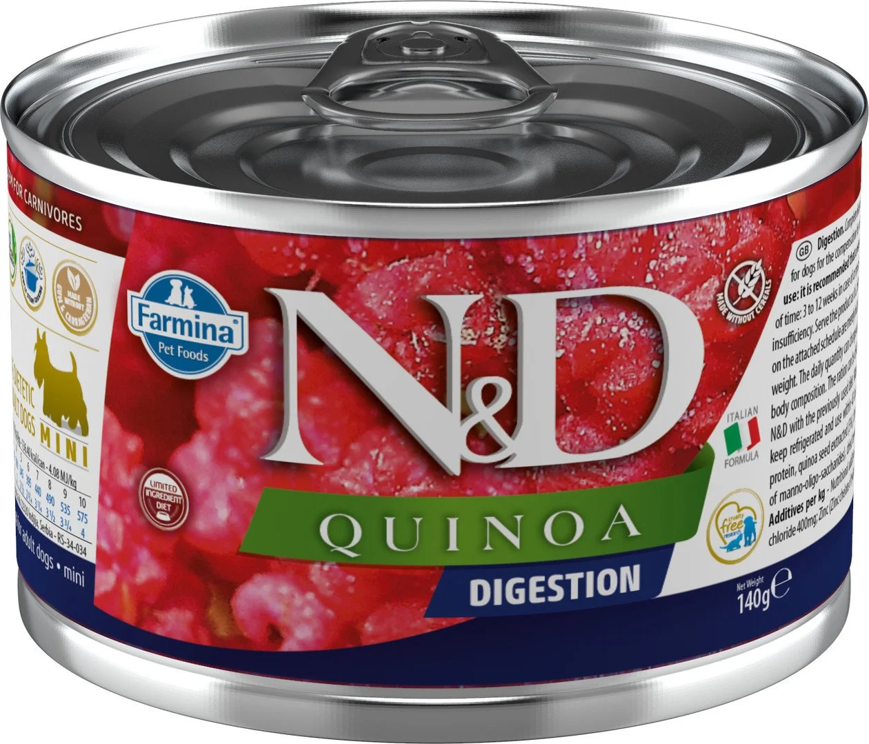 N&D QUINOA DOG Adult Digestion Lamb & Fennel Mini 140g konzerva pro psy