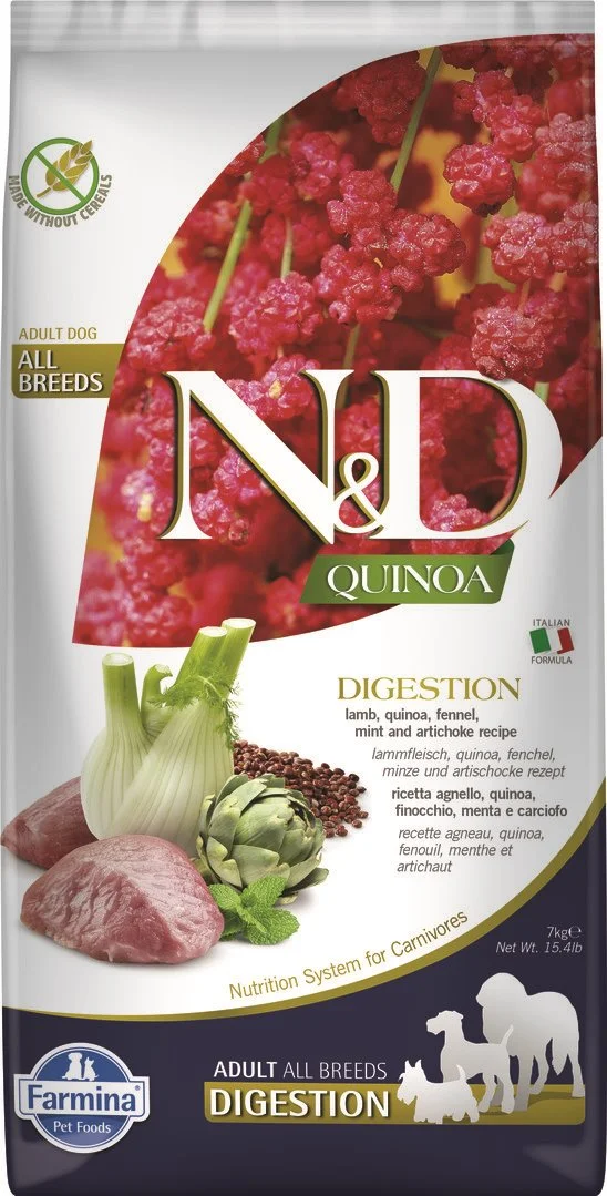 N&D QUINOA DOG Digestion Lamb & Fennel 7kg granule pro psy