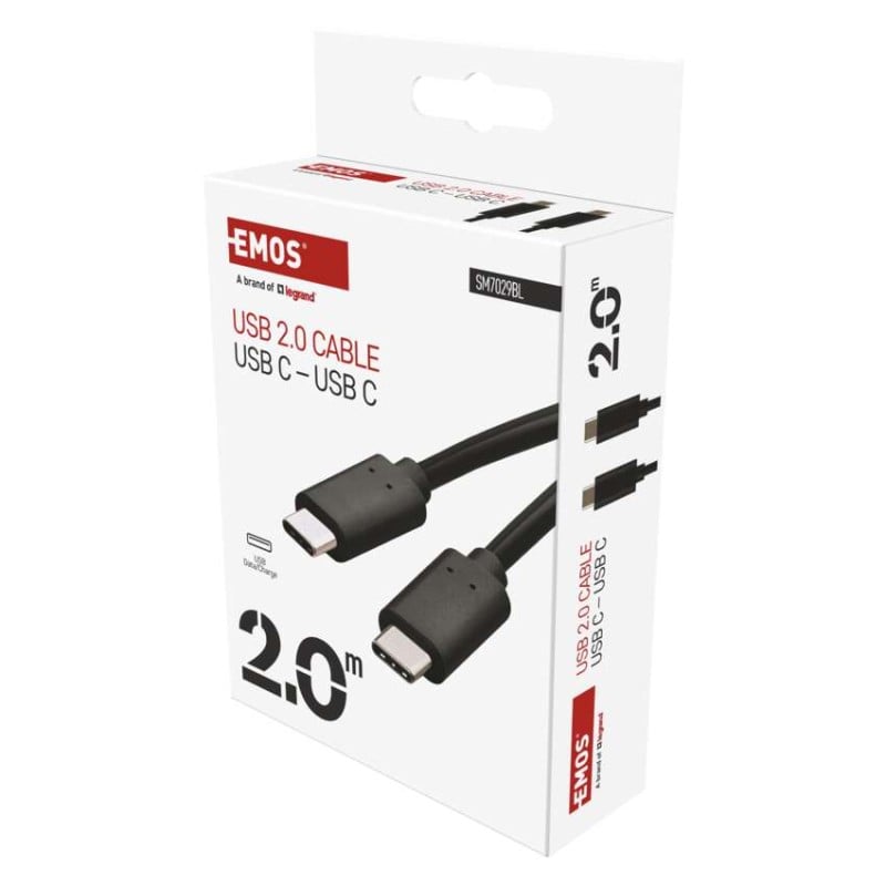 Nabíjací a dátový kábel EMOS 2.0 USB-C / USB-C, 2 m, čierny