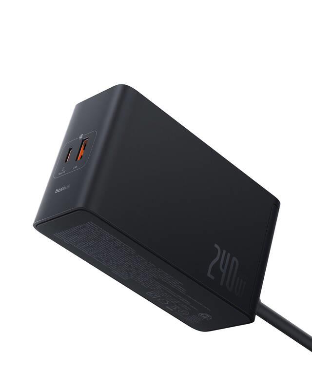 Nabíjacia stanica Baseus GaN Digital 240W 3xUSB-C, 1xUSB, 1xDC čierna