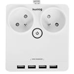 Nabíjacia stanica Huslog 12W 2xzásuvka, 4xUSB biela