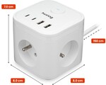 Nabíjacia stanica Huslog 15 W, 3 zásuvky, 2x USB-C, 2x USB, biela