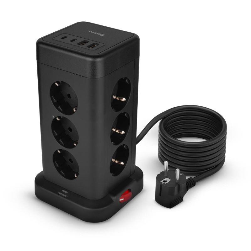 Nabíjacia stanica Huslog 15W 12xzásuvka, 2xUSB-C, 2xUSB čierna
