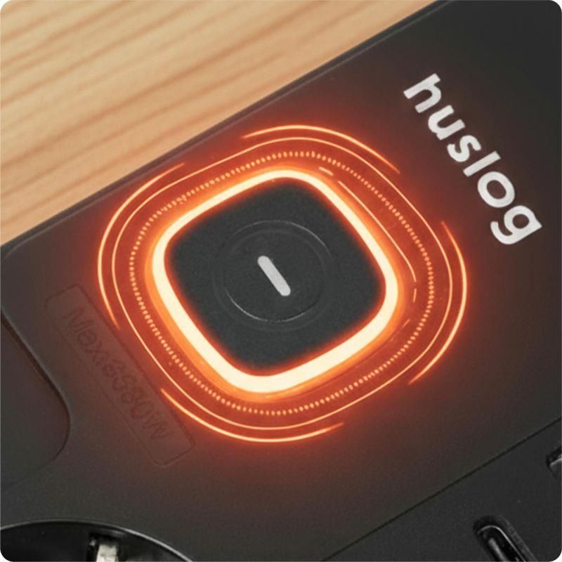 Nabíjacia stanica Huslog 15W 4xzásuvka, 2xUSB-C, 2xUSB, 5x vypínač čierna