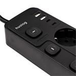 Nabíjacia stanica Huslog 15W 4xzásuvka, 2xUSB-C, 2xUSB, 5x vypínač čierna