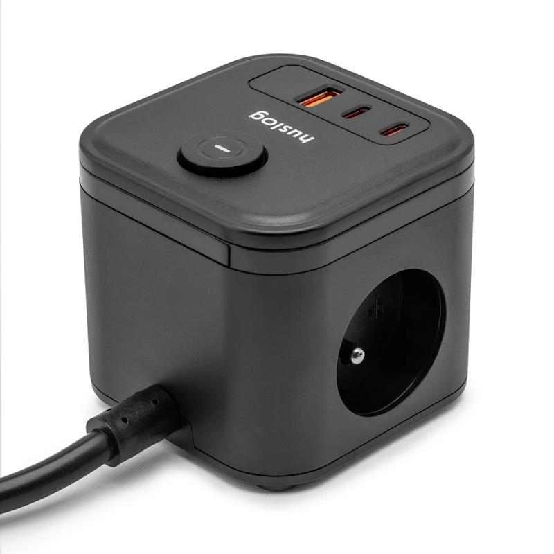 Nabíjacia stanica Huslog 20W 3xzásuvka, 2xUSB-C, 1xUSB čierna
