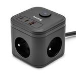Nabíjacia stanica Huslog 20W 3xzásuvka, 2xUSB-C, 1xUSB čierna