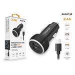 Nabíjačka do auta ALIGATOR s káblom USB-C a výstupom 2xUSB 2,4 A, čierna