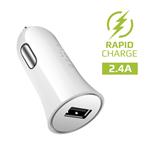 Nabíjačka do auta FIXED s výstupom USB a káblom USB/micro USB, 1 meter, 12 W, biela