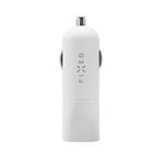 Nabíjačka do auta FIXED s výstupom USB-C a káblom USB-C/USB-C, podpora PD, 1 meter, 18 W, biela
