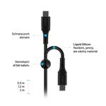 Nabíjecí a datový Liquid silicone kabel FIXED s konektory USB-C/USB-C a podporou PD, 1.2m, USB 2.0, 60W, černý