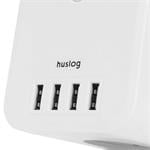 Nabíjecí stanice Huslog 12W 3xzásuvka , 4xUSB bílá