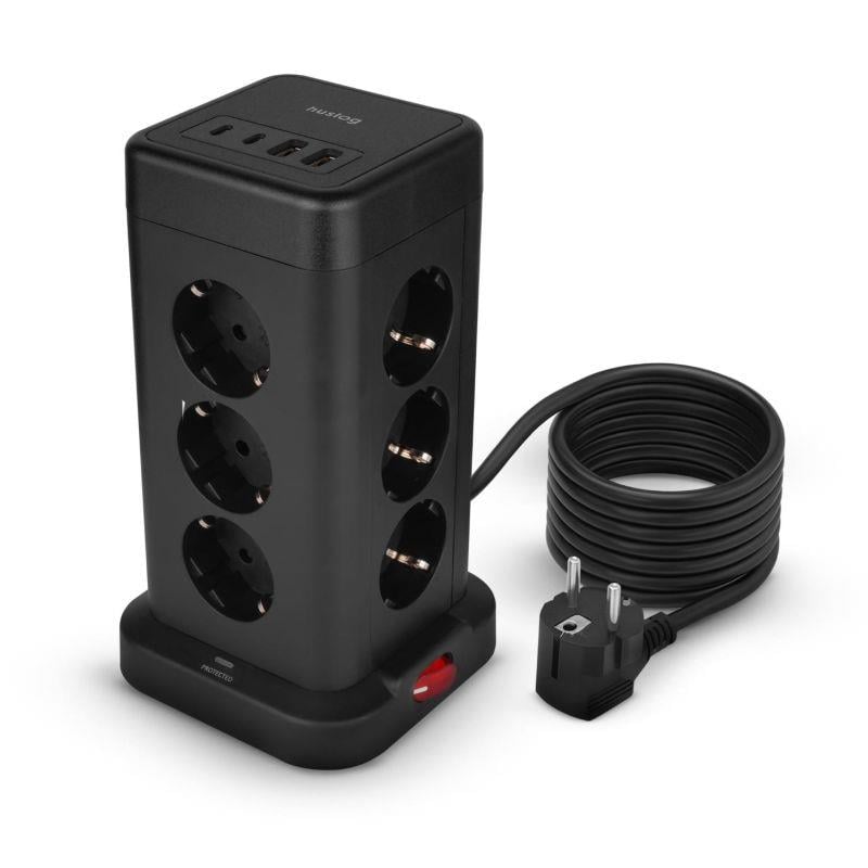 Nabíjecí stanice Huslog 15W 12xzásuvka, 2xUSB-C, 2xUSB černá