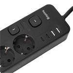Nabíjecí stanice Huslog 15W 4xzásuvka, 2xUSB-C, 2xUSB, 5x vypínač černá