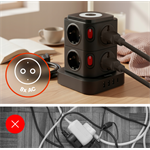 Nabíjecí stanice Huslog 15W 8xzásuvka, 1xUSB-C, 3xUSB, 1x LED světlo černá