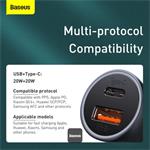 Nabíječka do auta Baseus Golden Contactor Pro s kabelem USB-C 1m 40W 1x USB, 1x USB-C šedá
