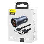 Nabíječka do auta Baseus Golden Contactor Pro s kabelem USB-C 1m 40W 2x USB šedá