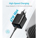 Nabíječka do sítě Anker 336 67W, 2xUSB-C, 1xUSB-A černá